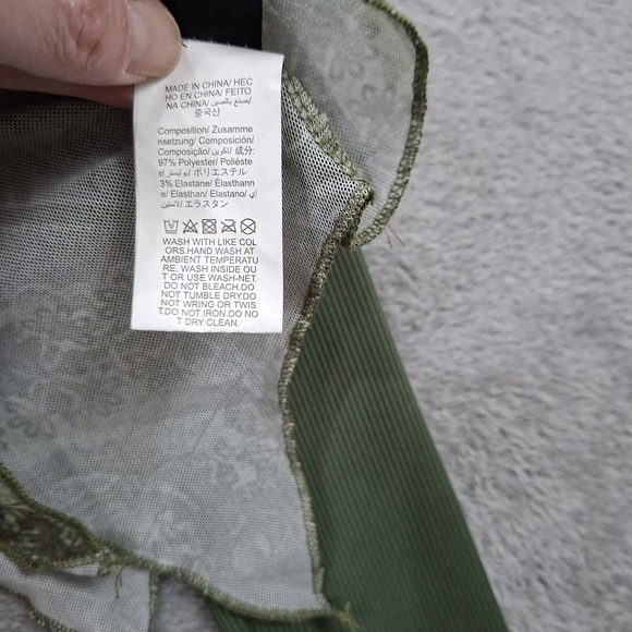 Y2K Babydoll Top XS Green Paisley long Sleeve Fairy Grunge Goblincore Asymmetric - Picture 7 of 7